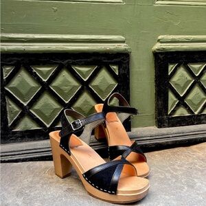 Swedish Hasbeens Black Nero Sandal 38 new in box